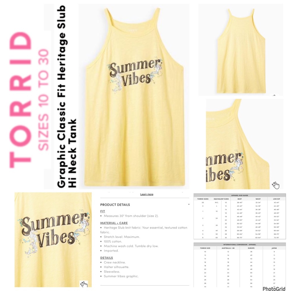 Torrid 3 plus size yellow summer vibes high neck tank top NWT